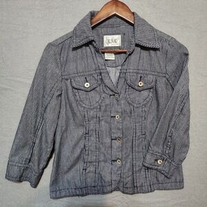 Womens Live A Little Denim‎ Striped Jacket Size Small